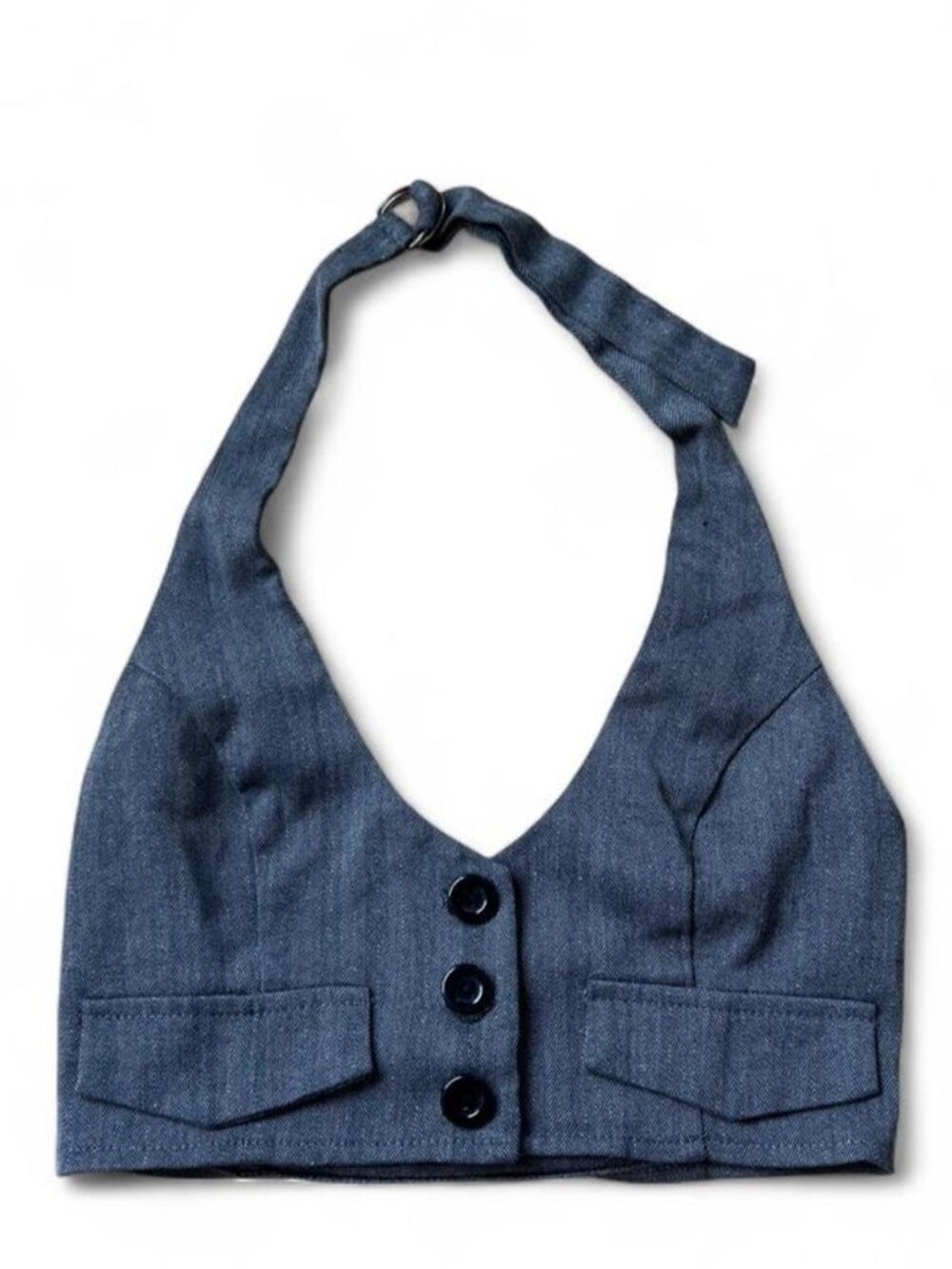 Vintage Y2K Anchor Blue gray cropped halter vest size XS